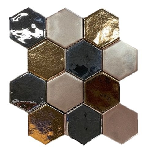 Hexagonale Mosaic Mix Metal 28x30 cm   Hexagonale Mosaic Mix Metal 28x30 cm