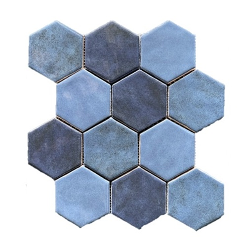 Hexagonale Mosaic Ocean Blue 28x30 cm  Hexagonale Mosaic Ocean Blue 28x30 cm