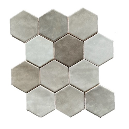 Hexagonale Mosaic Taupe Mix 28x30 cm  Hexagonale Mosaic Taupe Mix 28x30 cm