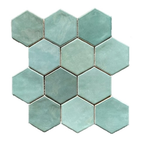 Hexagonale Mosaic Verde Mix 28x30 cm  Hexagonale Mosaic Verde Mix 28x30 cm