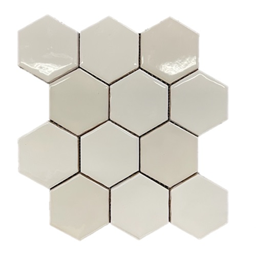 Hexagonale Mosaic Wit-Mix 28x30 cm  Hexagonale Mosaic Wit-Mix 28x30 cm