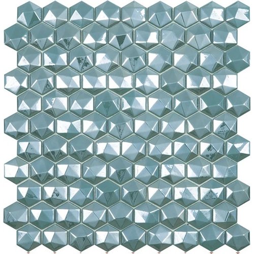 Glass Hexagone Turqouise 3,5x3,5 cm 